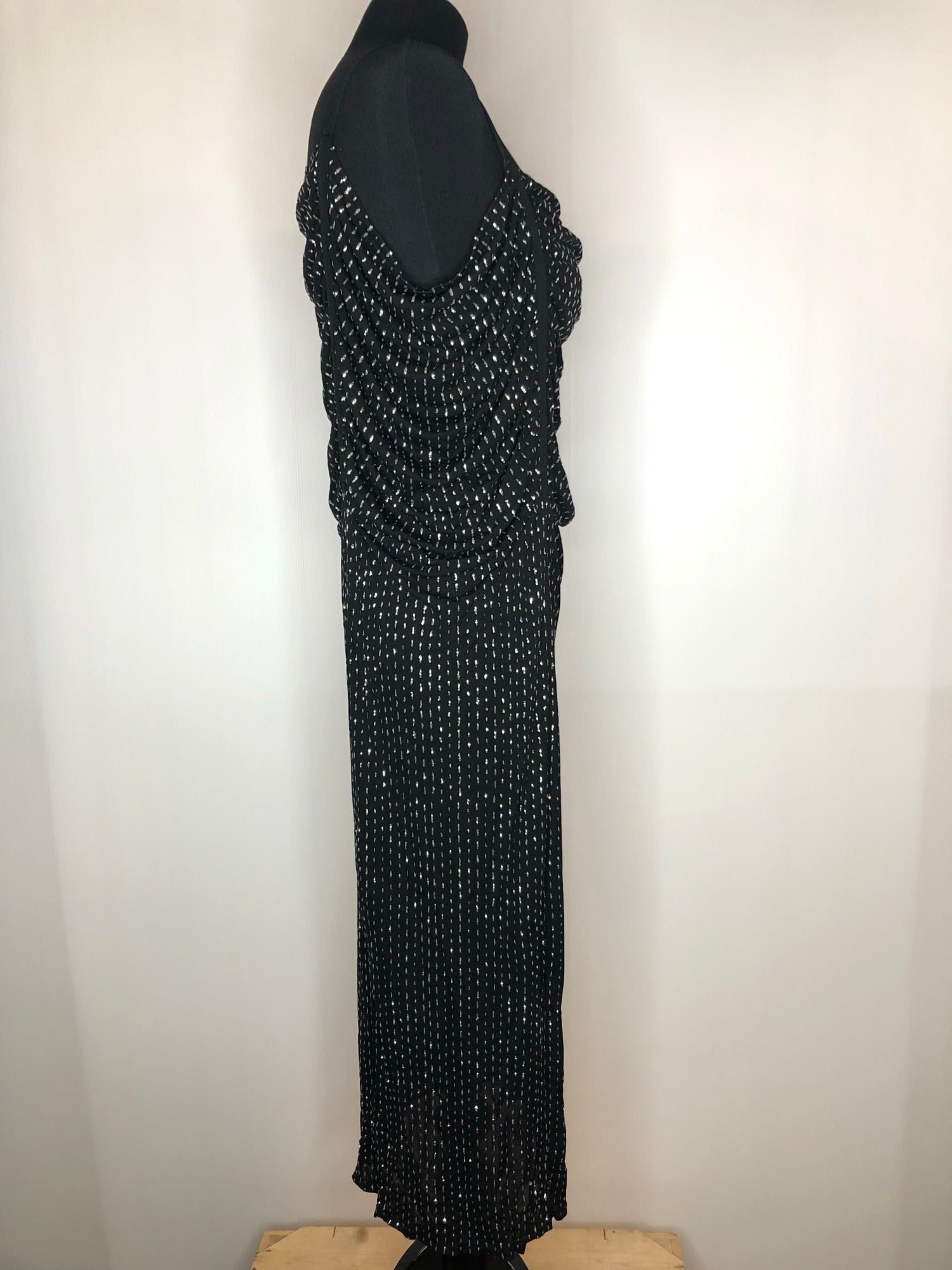 womens  vintage  Urban Village Vintage  urban village  straps  retro  party dress  glittery  glitter  dress  Dieter brand  black  8  70s  1970s