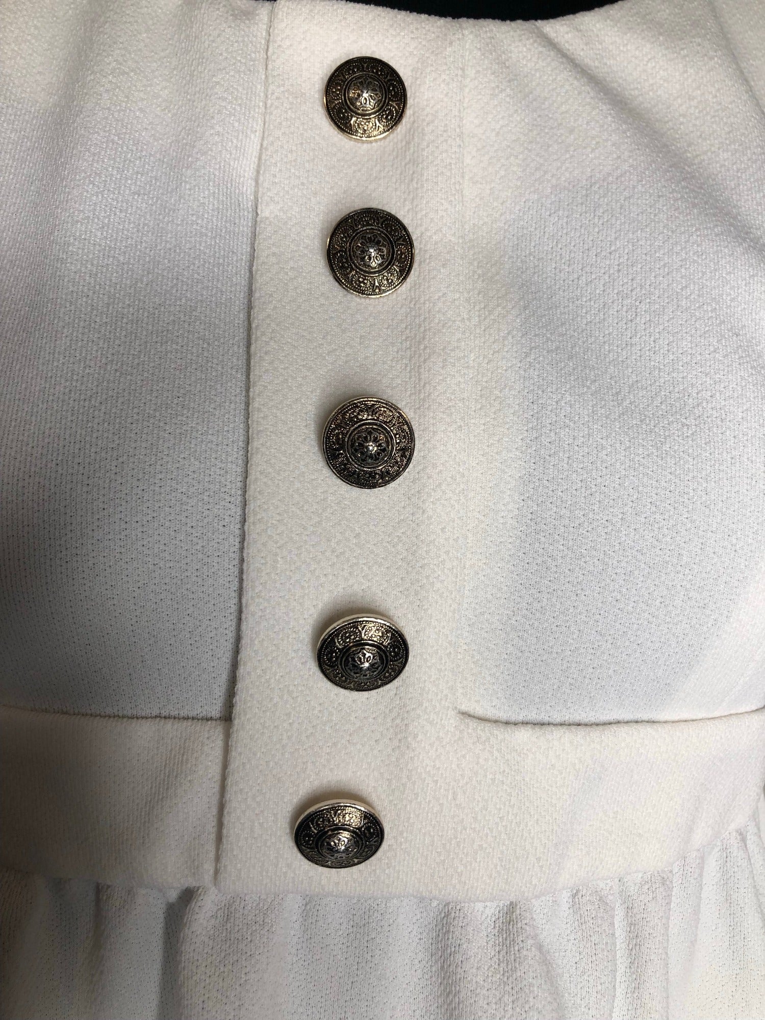 womens  white  vintage  Urban Village Vintage  urban village  shine  MOD  maxi dress  maxi  long sleeves  long sleeved  long sleeve  high neck  full skirt  evening dress  evening  dress  crew neck  button front  8  70s