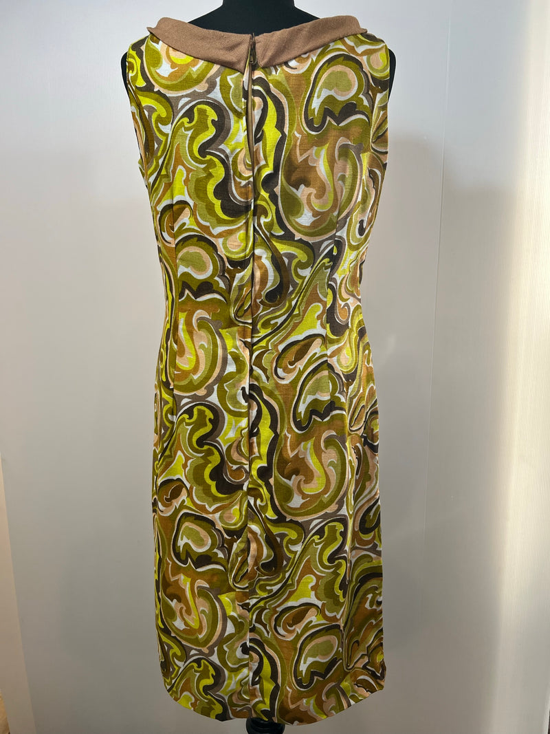 zip  womens  vintage  Urban Village Vintage  urban village  Sid Greene  pink  multi  moygashel  modern print  MOD  green  floral print  floral dress  floral  dress  double breasted  cowl neck  collared dress  brown  60s  1960s  14