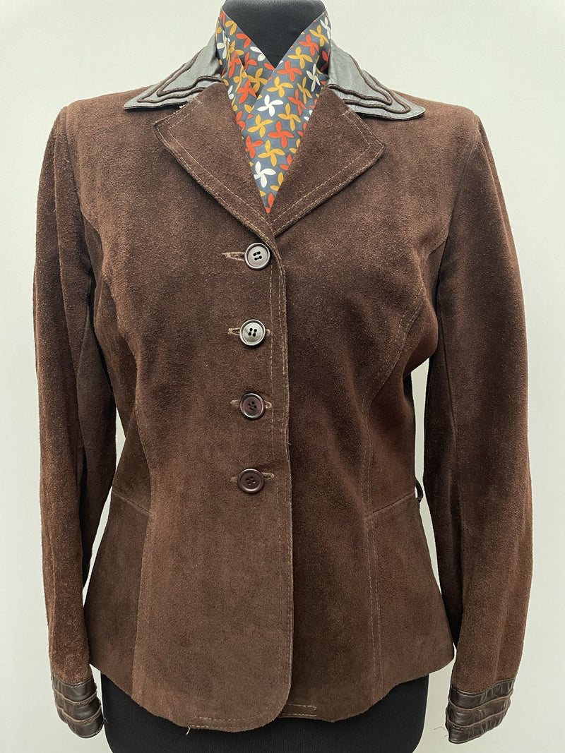 womens  vintage  Urban Village Vintage  urban village  Suede Jacket  Suede  stitch detailing  stitch detail  soft leather  long sleeve  lining  Leather  highway  dress  collar  brown leather  brown  blazer jacket  Blazer  big collar  70s  1970s  12