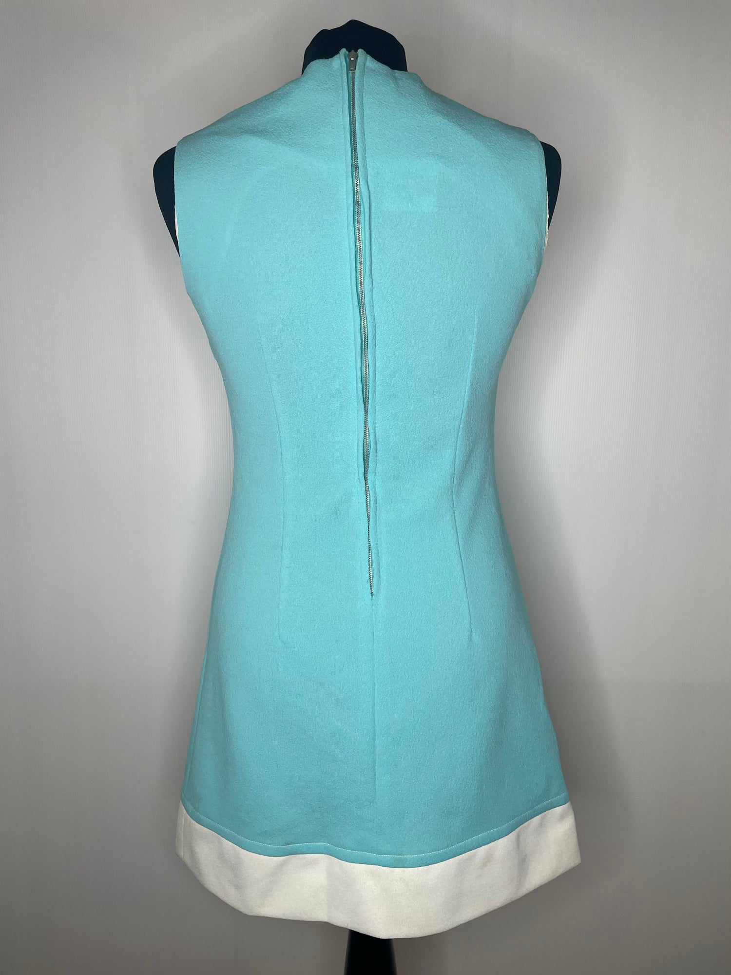 womens  white  vintage  Urban Village Vintage  short dress  shift dress  shift  scooter dress  scooter  modette  MOD  mini dress  micro mini  Light Blue  dress  dolly dress  dolly  colour block  Blue  60s  6  1960s
