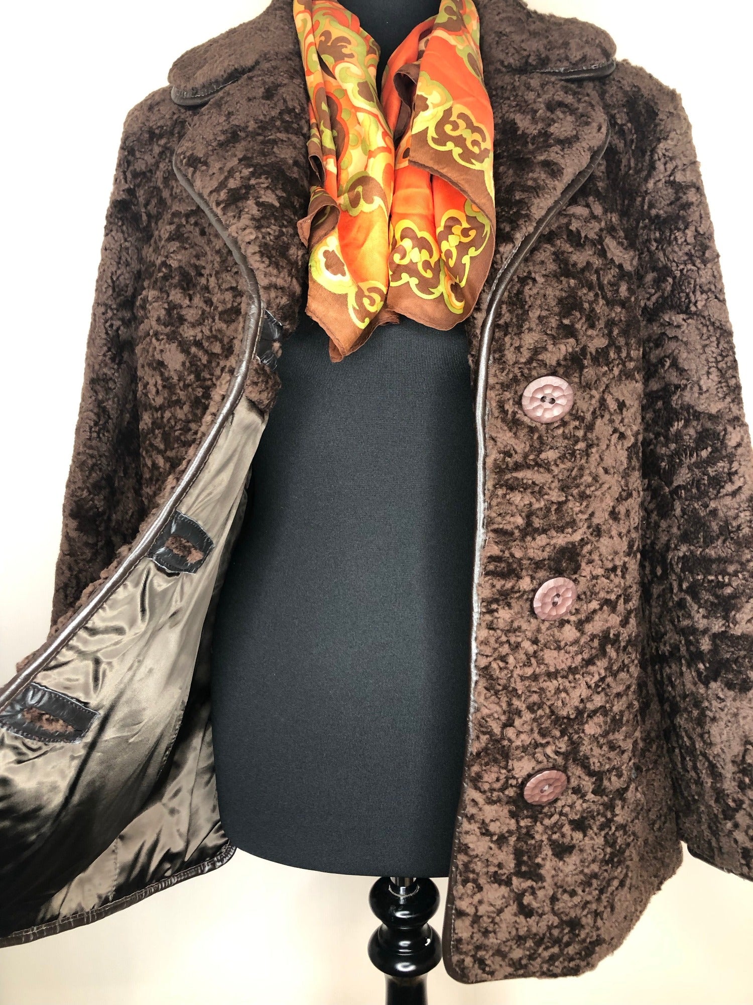 womens jacket  womens coat  womens  Winter Jacket  Winter Coat  winter  vintage  Urban Village Vintage  urban village  teddy  long length coat  Jacket  faux sheepskin  brown  borg  70s  1970s  14