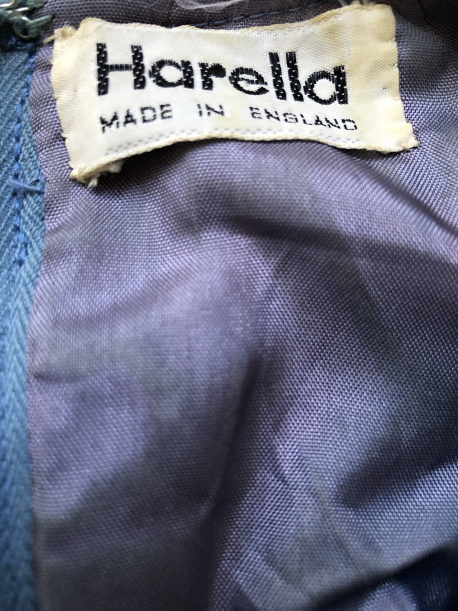 womens jacket  womens  vintage  Urban Village Vintage  urban village  two piece  smart dress  polyester  MOD  Light Blue  Harella  decorative pockets  crop jacket  button up  button front  button fastening  blue  blazer jacket  Blazer  60s  60  1960s  1960  14