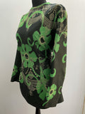 womens  white  vintage  Urban Village Vintage  tunic  top  psychedelic  psych  plus size  multi  lurex  hippie  green  flower print  floral print  70s  1970s  16