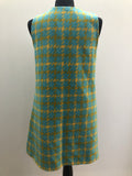 womens  vintage  Urban Village Vintage  urban village  side button fastening  retro  patterned dress  MOD  large gingham check  gingham check  Gingham  dress  blue  60s  1960s  12