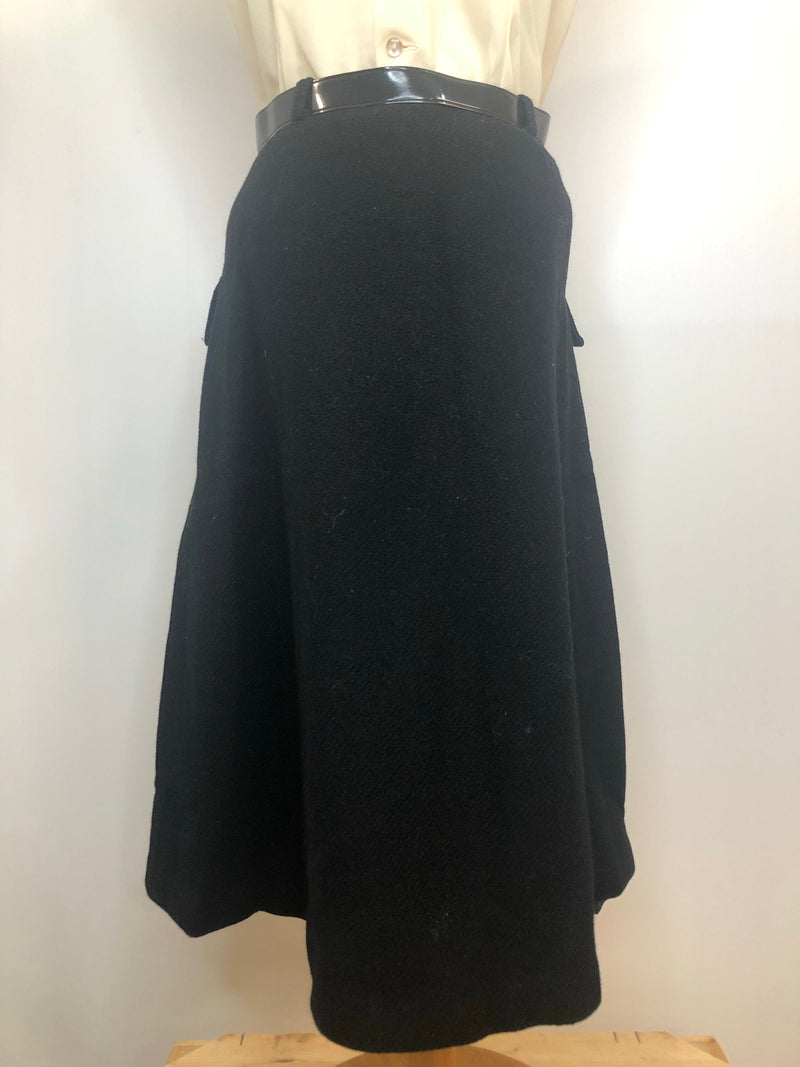 Wool  womens  vintage  Urban Village Vintage  urban village  Skirts  skirt  high waisted  denim style  Black  Alexon  a line  8  70s  1970s