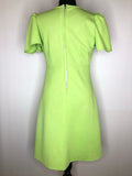 womens top  womens  vintage  summer dress  summer  short sleeved  short sleeve  MOD  midi dress  midi  high neck  green  dress  decorative buttons  decorative bow  back zip  60s  1960s  10