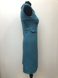 womens  vintage  Urban Village Vintage  sleevless  retro  pockets  pencil dress  patterned  MOD  dress  blue  back zip  8  60s  1960s