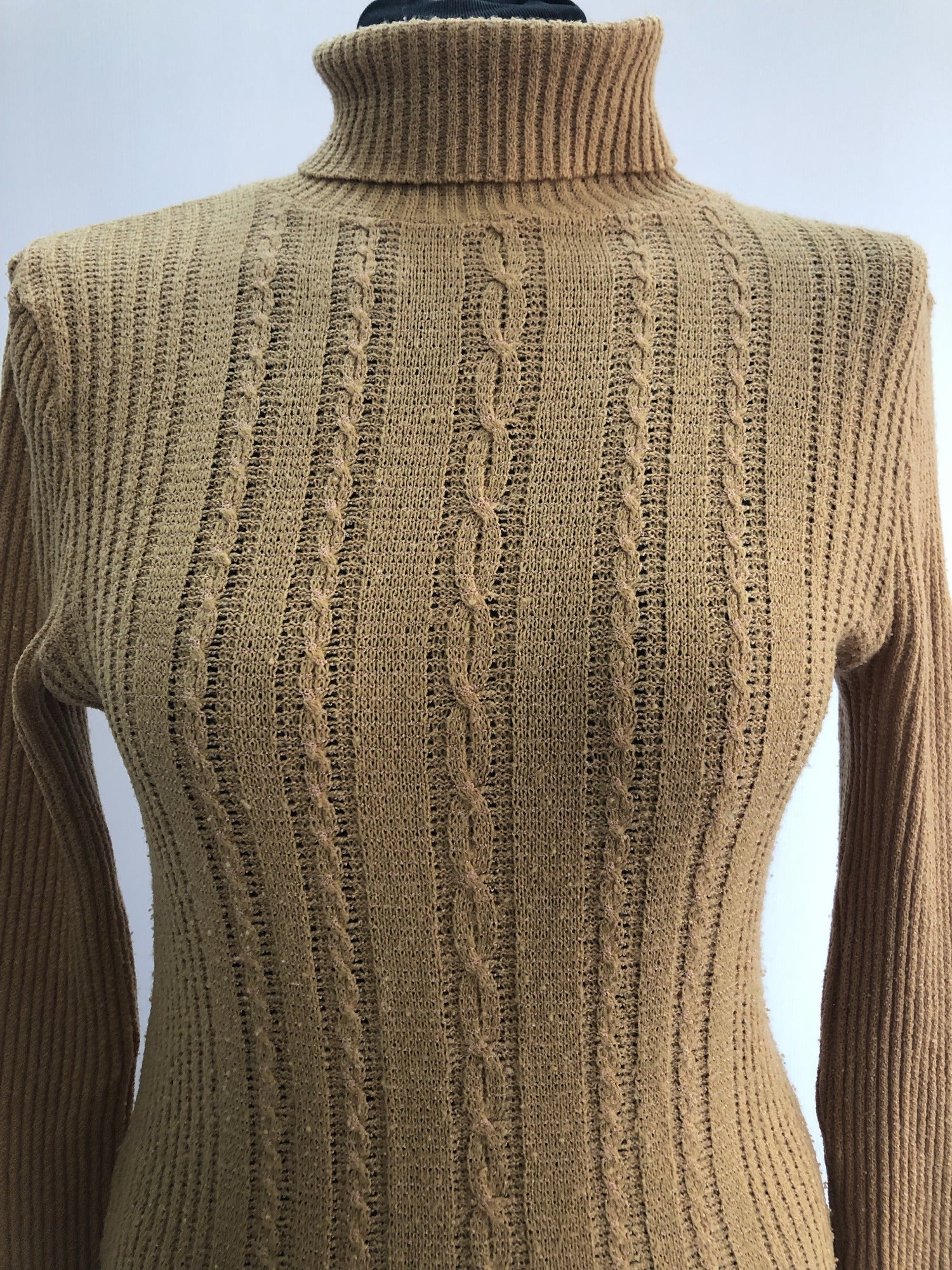 womens shirt  womens  vintage  Urban Village Vintage  urban village  top  synthetic  sparkly  roll neck  retro  polo neck  MOD  long sleeves  Long sleeved top  long sleeve  jumper  brown  autumnal  autumn  8  60s  1960s