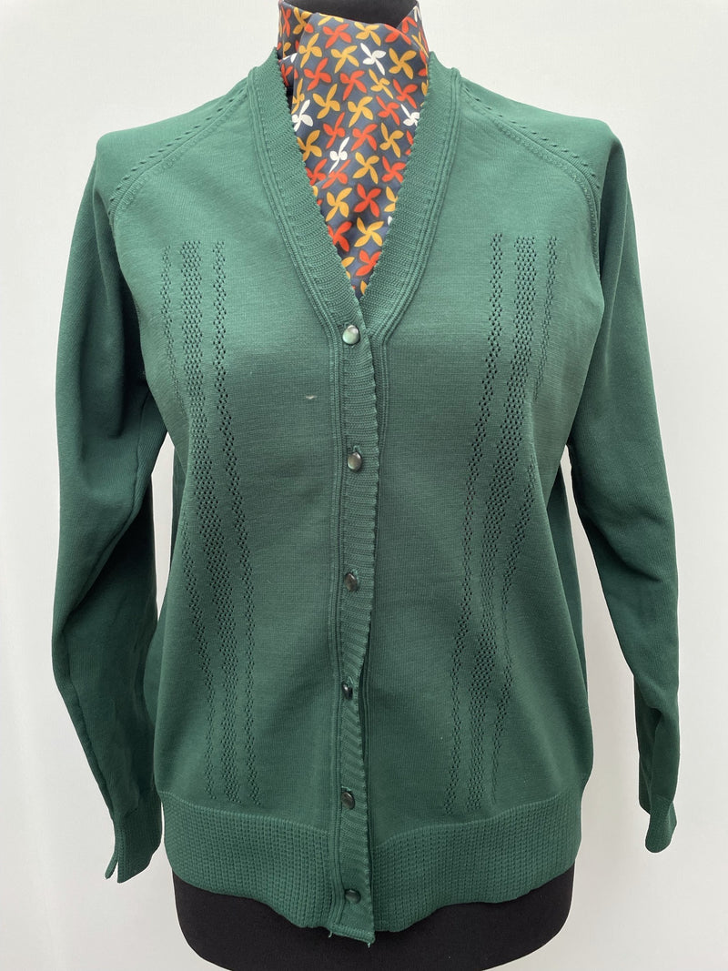womens  vintage  Urban Village Vintage  urban village  MOD  long sleeve  knitted  knit  Green  goldwear england  fine knit  elasticated  cardigan  cardi  button fastening  button  60s  1960s  14
