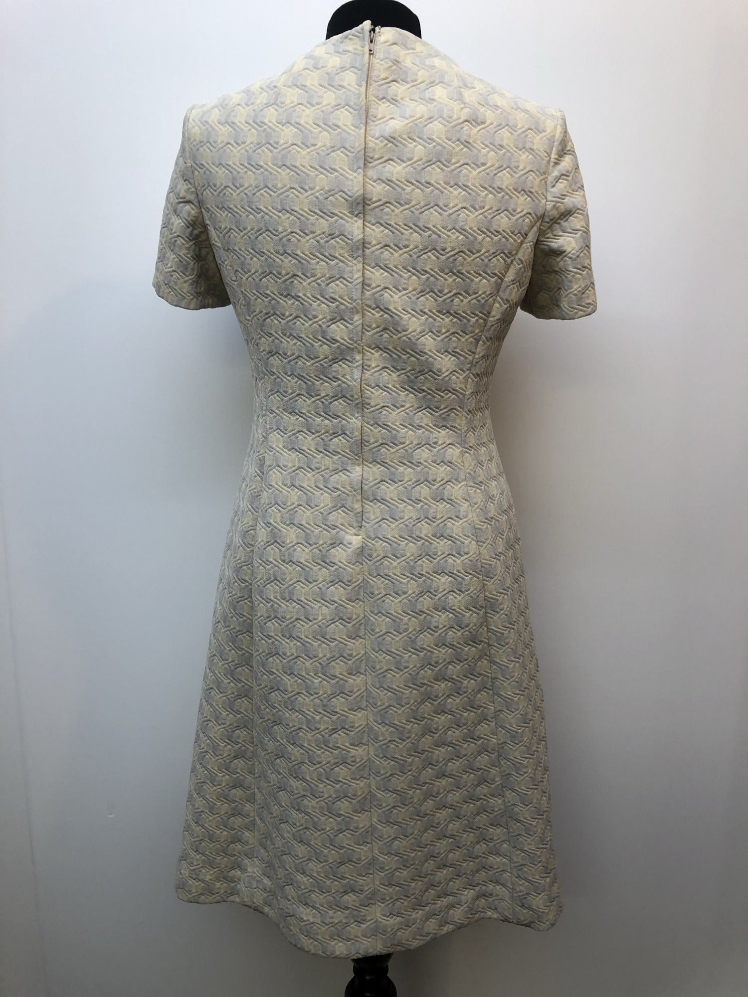 womens  vintage  Urban Village Vintage  two piece  suit  set  patterned dress  patterned  mod  matching set  Jacket  Grey  dress  cream  blazer jacket  Blazer  60s  1960s  10