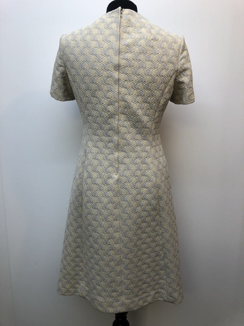 womens  vintage  Urban Village Vintage  two piece  suit  set  patterned dress  patterned  mod  matching set  Jacket  Grey  dress  cream  blazer jacket  Blazer  60s  1960s  10