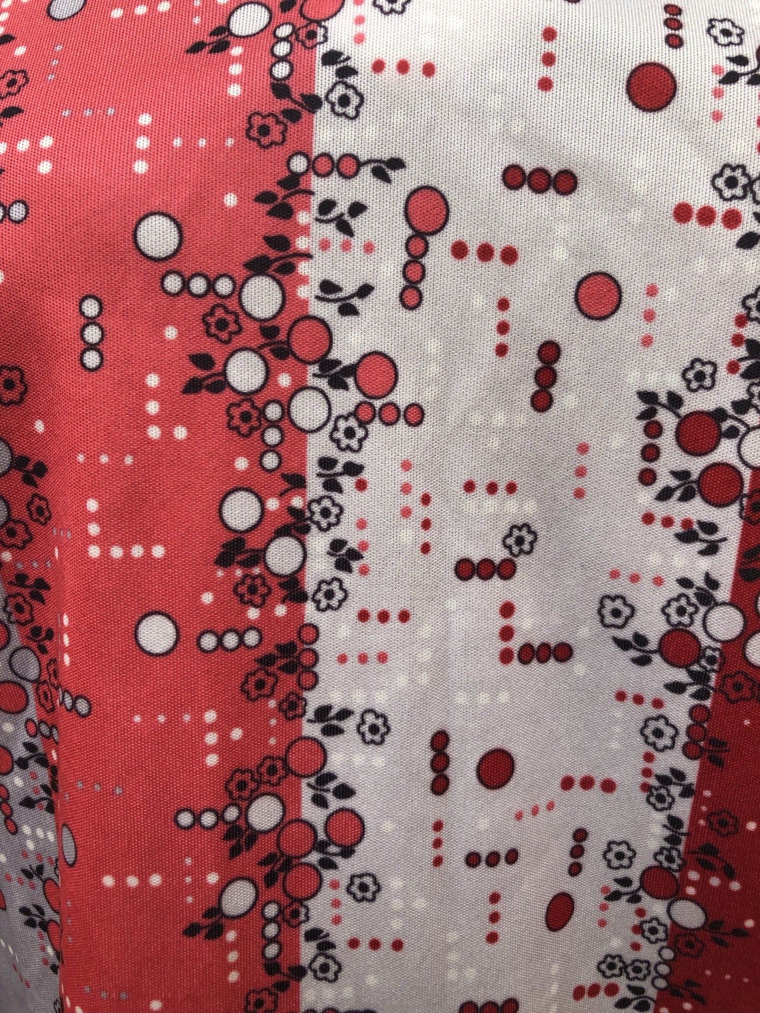 womens  vintage  Urban Village Vintage  urban village  silver  Shirt  red  print  long sleeves  long sleeve  floral print  floral  dagger collar  collar  circle print  blouse  big collar  70s  70  1970s  12