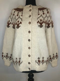 Wool Blend  wool  womens  vintage  Urban Village Vintage  urban village  round neck  patterned  pattern  long sleeves  Long sleeved top  long sleeve  knitwear  knitted  knit  Jacket  fairisle  cream  button down  brown  60s  1960s  12