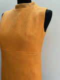 zip back  zip  wool  womens  vintage  Urban Village Vintage  urban village  thick  summer dress  summer  sleeveless  shift dress  pure wool  orange  neck detailing  MOD  midi dress  London Maid  dresses  dress  back zip  60s  1960s  100% Wool  10