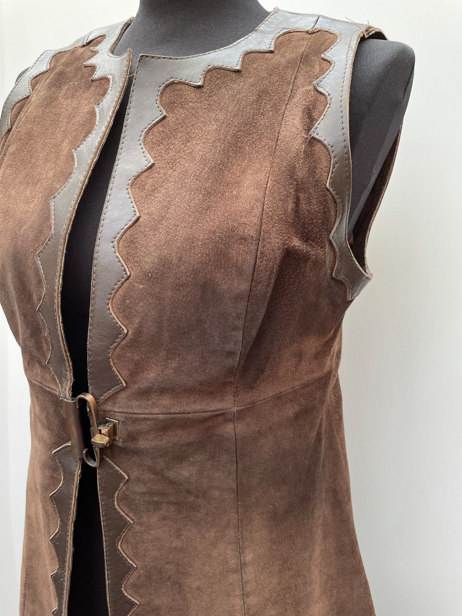 womens  waistcoat  vintage  Urban Village Vintage  urban village  Suede Jacket  Suede  sleevless  sleeveless  retro  red  medieval  Leather  Jacket  dark brown  buckles  brown leather  brown  70s  70  60s  1970s  1960s  10