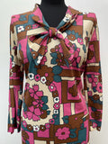 zip  womens  waist belt  vintage  Urban Village Vintage  urban village  neck tie  midi dress  midi  long sleeve  floral print  floral dress  floral  dress  dicel  brown  back zip  70s  3/4 sleeves  1970s  18