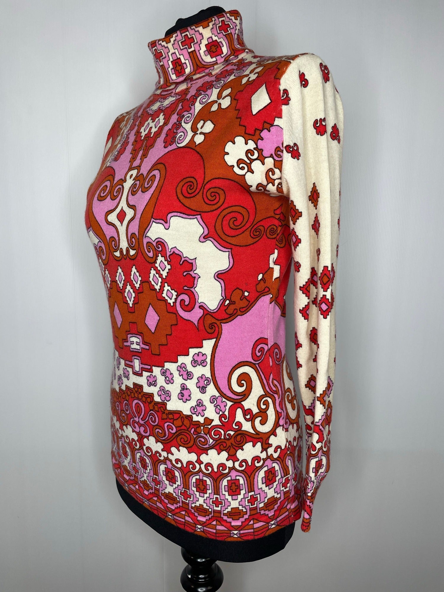 wool  vintage  Urban Village Vintage  urban village  scooter  red  psychedelic  psych  polo top  polo neck  polo  pink  modette  MOD  long sleeve  light knit  knitwear  knitted  knit  jumper  brown  8  70s  1970s  10