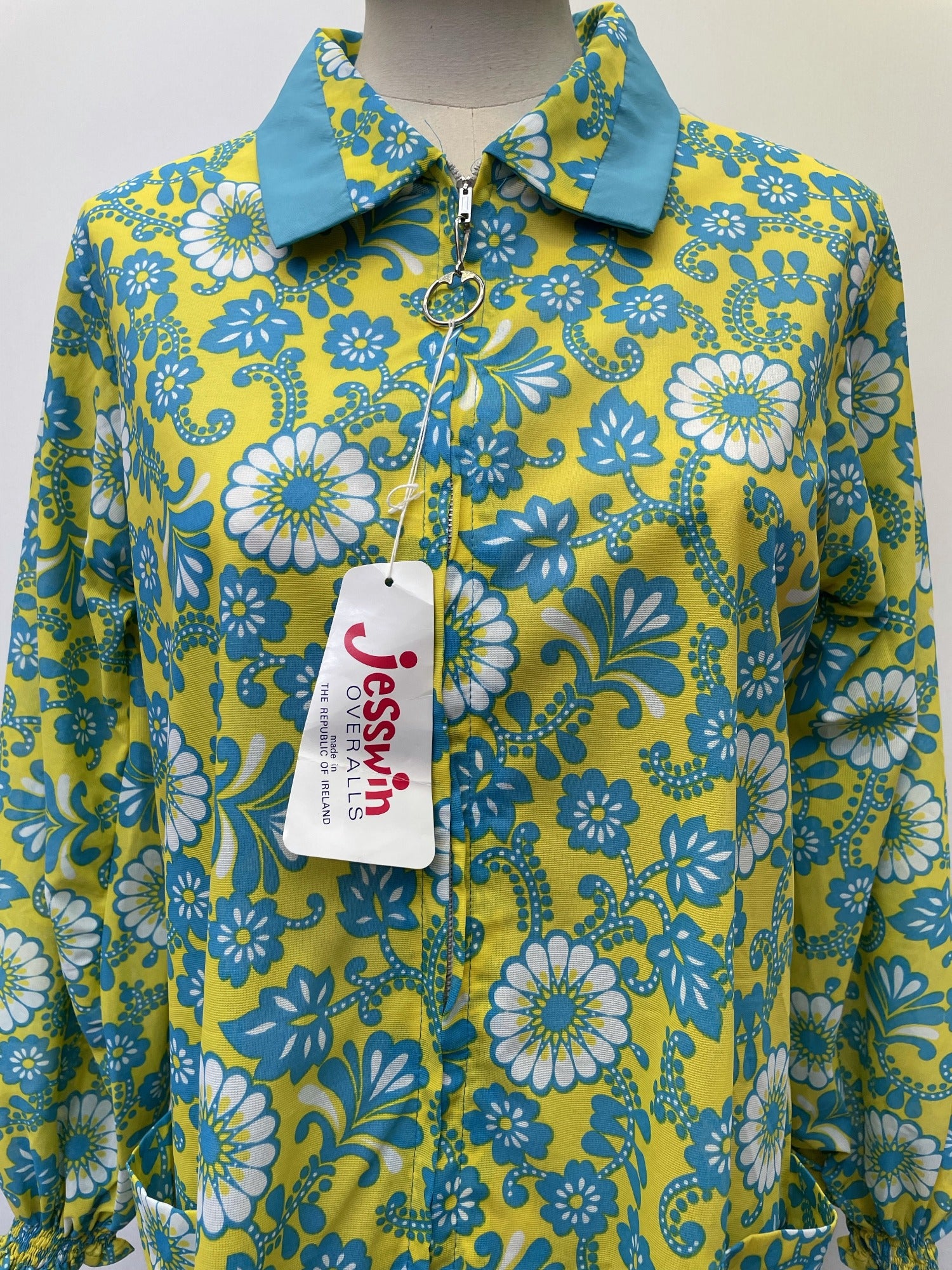 zip front  zip  Yellow  womens  vintage  Urban Village Vintage  urban village  summer top  summer dress  summer  retro  Paisley Print  paisley inspired  paisley  overalls  New old stock  MOD  midi dress  midi  long sleeve  jesswin  high neck  floral print  floral dress  floral  dress  deadstock  cuffs  collared dress  collared  collar  blue  60s  1960s  14