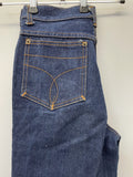 womens  vintage  Urban Village Vintage  urban village  straight leg  straight cut  stitch detailing  S  retro  pockets  mens  M  jeans  jean  jacket  indigo  flares  Denim Co  denim  Cotton  brutus  brown stitch  blue  70s  70  6  1970s