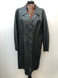 1970s Double Breasted Leather Jacket in Green - Size 16