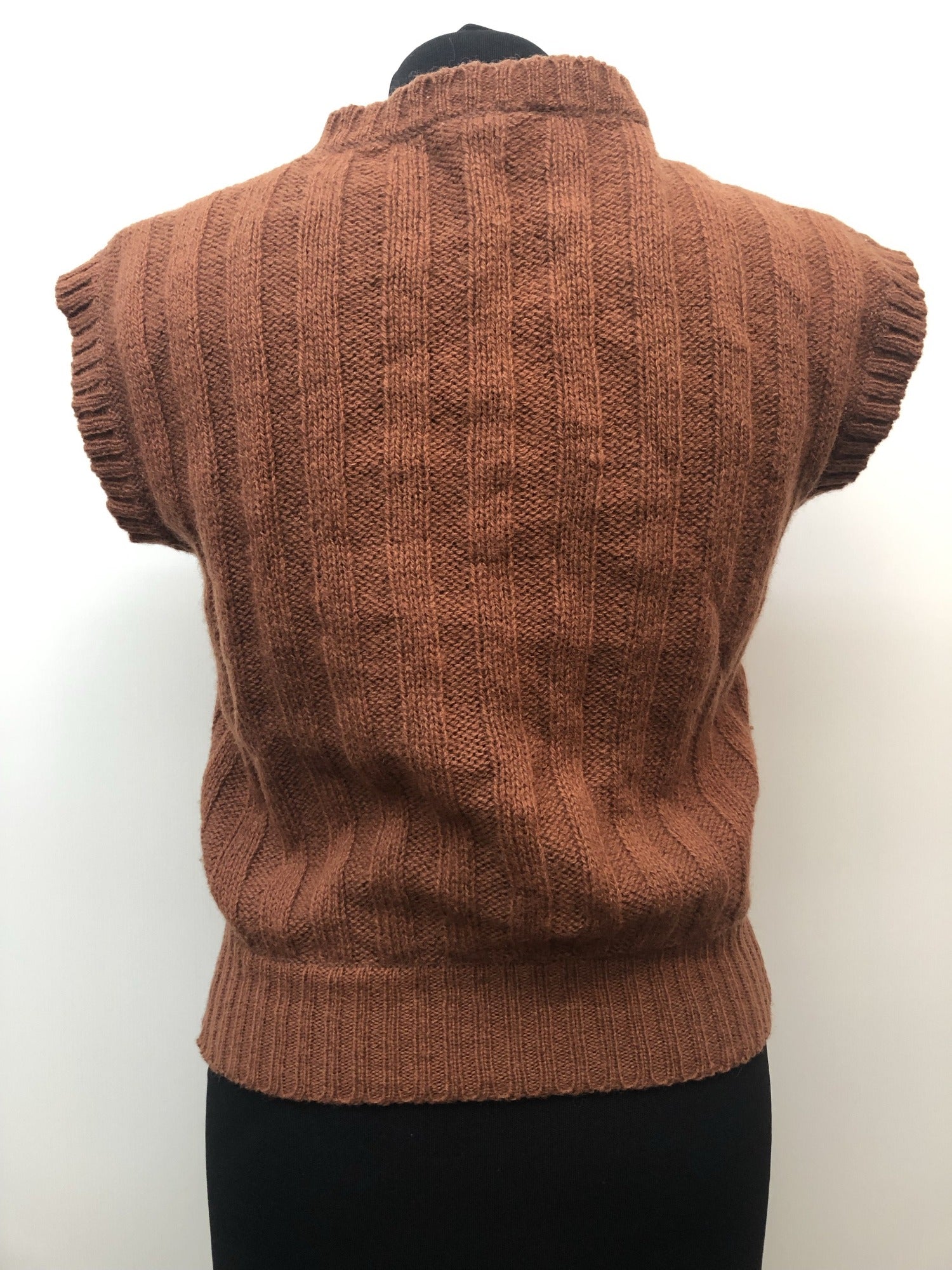 Workwear  womens  vest  Urban Village Vintage  Tank Top  sweater  Size Large  Jeffrey Rogers  cardigan  cap sleeve  brown  8  70s  1970s