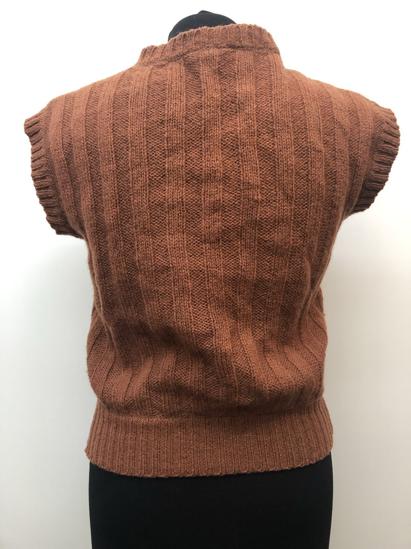 Workwear  womens  vest  Urban Village Vintage  Tank Top  sweater  Size Large  Jeffrey Rogers  cardigan  cap sleeve  brown  8  70s  1970s