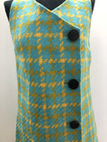 womens  vintage  Urban Village Vintage  urban village  side button fastening  retro  patterned dress  MOD  large gingham check  gingham check  Gingham  dress  blue  60s  1960s  12