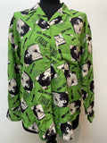 womens shirt  womens  vintage  Urban Village Vintage  urban village  Shirt  retro  Printed T-Shirt  printed shirt  printed  print  Green  gold button  decorative buttons  collar  button down  button  blouse  big collar  70s  70  60s  1970s  1960s  16