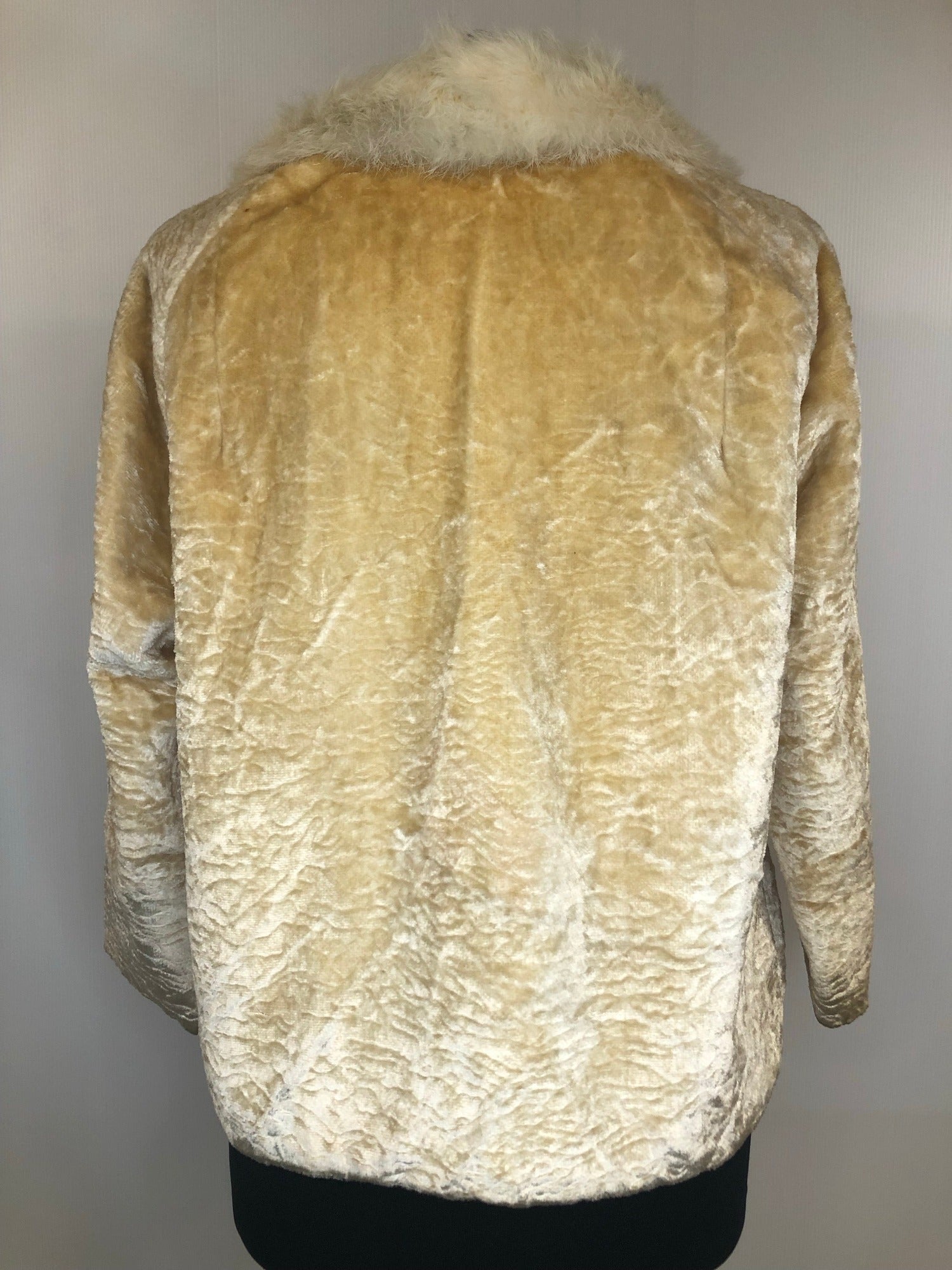 womens jacket  womens coat  womens  Winter Coat  vintage  Urban Village Vintage  urban village  real fur  Jacket  fur collar  cream astrakhan  coney fur collar  Coney Fur  coney  coat  button  blonde  beige  Astrakhan collar  Astrakhan