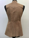 womens  waistcoat  vintage  Urban Village Vintage  urban village  Suede Jacket  Suede  stitch detailing  stitch detail  sleevless  sand  retro  red  press stud fastening  light brown  Leather  Jacket  faux suede  decorative pockets  decorative buttons  brown  8  70s  60s  1970s  1960s