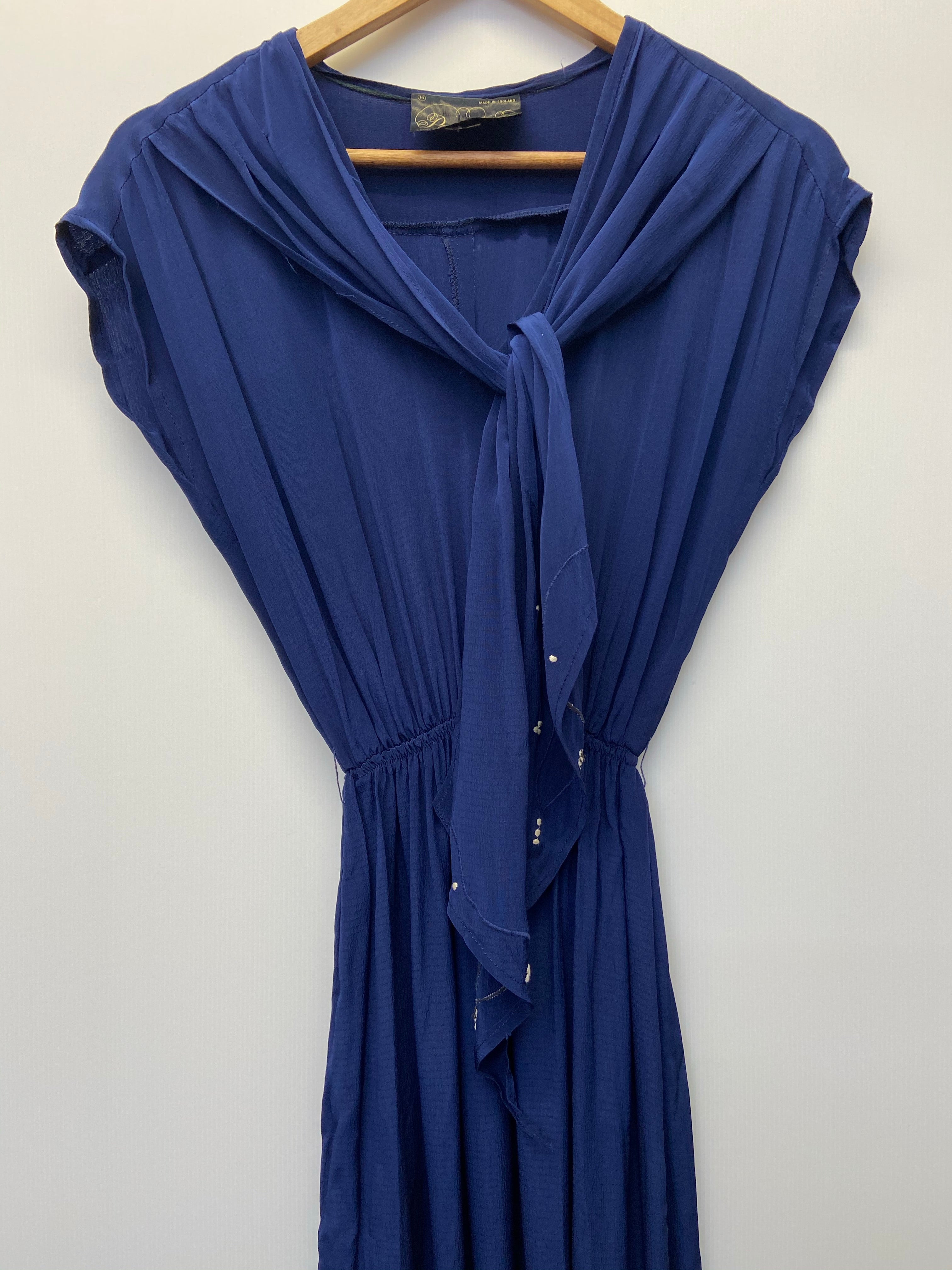 70s 80s Tie Front Dress by Paul Poly - Size 6-8