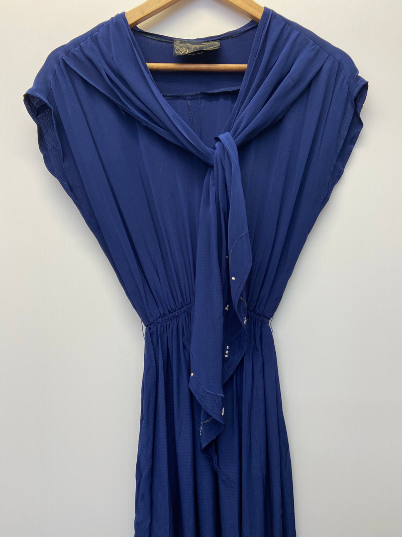 70s 80s Tie Front Dress by Paul Poly - Size 6-8