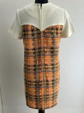 zip back  zip  womens  white  vintage  Urban Village Vintage  urban village  patterned dress  patterned  orange  MOD  midi dress  midi  knit  dresses  dress  checkered  checked  check  back zip  alldae  60s  1960s  12