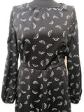 zip  womens  vintage  V-Neck  Urban Village Vintage  urban village  floral dress  evening dress  dress  black  balloon sleeves  balloon sleeve  back zip  70s  1970s  12