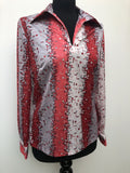 womens  vintage  Urban Village Vintage  urban village  silver  Shirt  red  print  long sleeves  long sleeve  floral print  floral  dagger collar  collar  circle print  blouse  big collar  70s  70  1970s  12