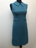 womens  vintage  Urban Village Vintage  sleevless  retro  pockets  pencil dress  patterned  MOD  dress  blue  back zip  8  60s  1960s