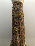 zip  womens  vintage  Urban Village Vintage  urban village  Skirts  skirt  patterned  pattern  Paisley Print  paisley inspired  paisley  orange  multi  MOD  midi skirt  maxi skirt  maxi  floral print  floral pattern  floral  black  8  70s  1970s