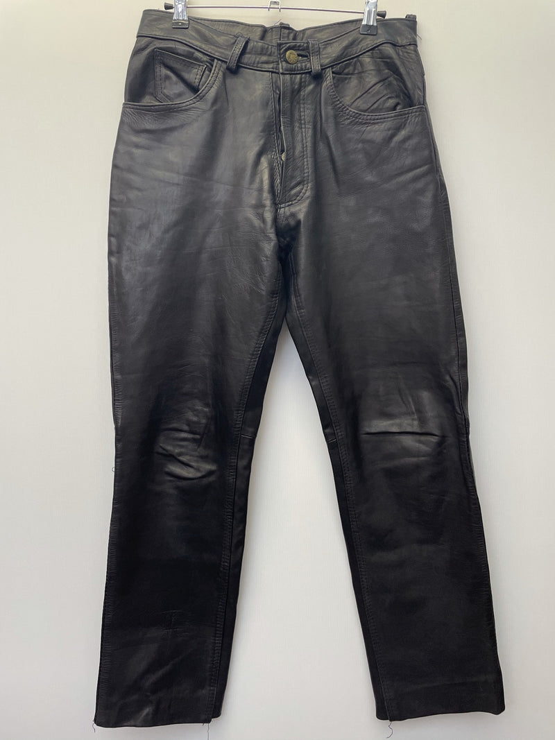 womens  W30  vintage  Urban Village Vintage  urban village  trousers  soft leather  skinny  retro  pockets  leather stitch  Leather  L30  jeans  jean  Black Leather  black  Biker  30