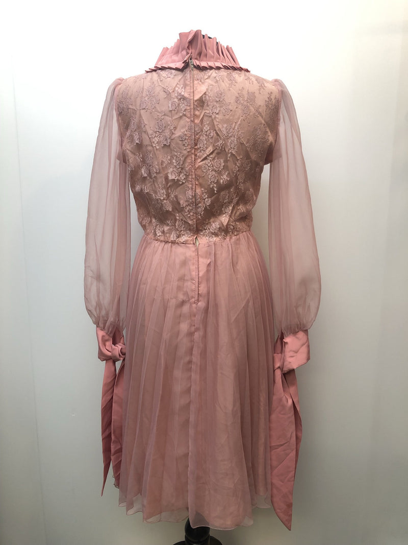 zip  womens  vintage  Urban Village Vintage  urban village  tie cuffs  retro  pleated collar  occasion dress  MOD  midi dress  midi  lace  evening dress  dresses  dress  button detailing  balloon sleeves  back zip  70s  1970s