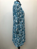 womens  white  vintage  Urban Village Vintage  sleeveless  round neck  MOD  long sleeved  high collar  floral print  dress  blue  60s  1960s