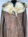 womens  winter coat  vintage  Urban Village Vintage  urban village  Suede Jacket  Suede  fur collar  fox fur  collar  coat  brown  big collar  60s  1960s  10
