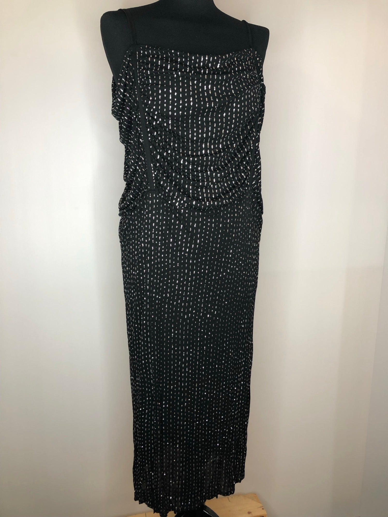 womens  vintage  Urban Village Vintage  urban village  straps  retro  party dress  glittery  glitter  dress  Dieter brand  black  8  70s  1970s
