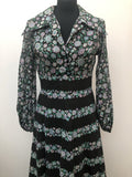 womens  vintage  Urban Village Vintage  patterned dress  patterned  multi  maxi dress  long dress  high neck  green  floral  dress  collar  blue  black  70s  70  1970s  12