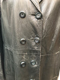 1970s Double Breasted Leather Jacket in Green - Size 16