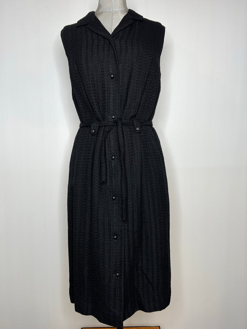 womens  waist belt  vintage  tie waist belt  summer dress  summer  retro  Ranix  dress  collared  black  70s  1970s  12