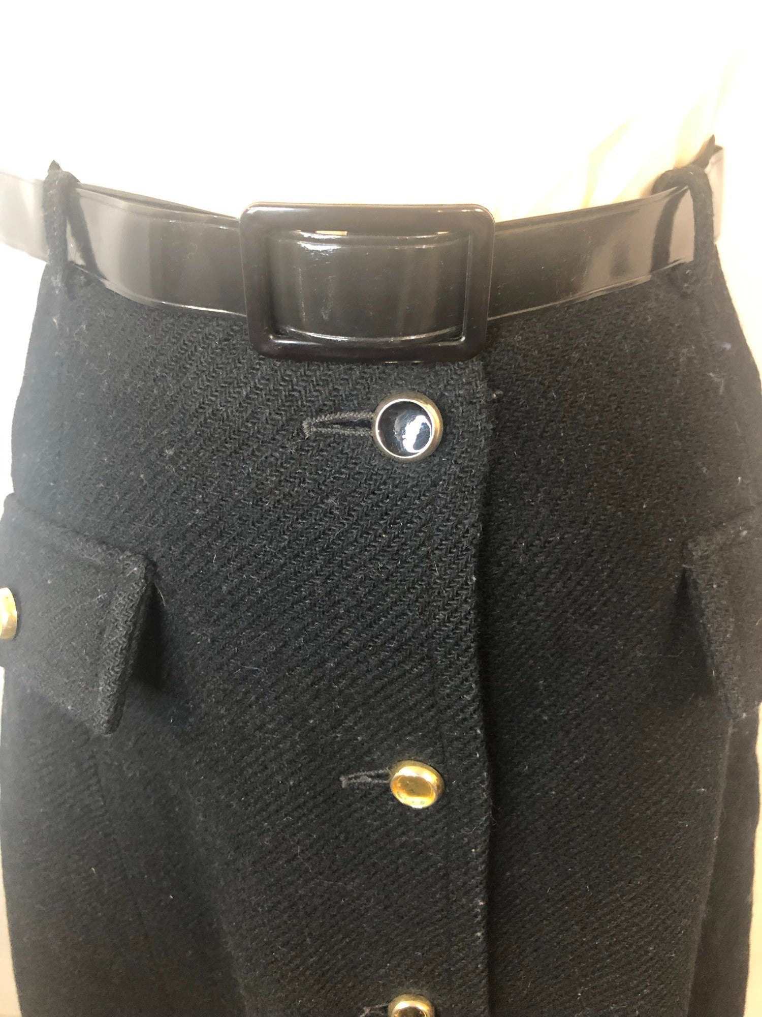 Wool  womens  vintage  Urban Village Vintage  urban village  Skirts  skirt  high waisted  denim style  Black  Alexon  a line  8  70s  1970s
