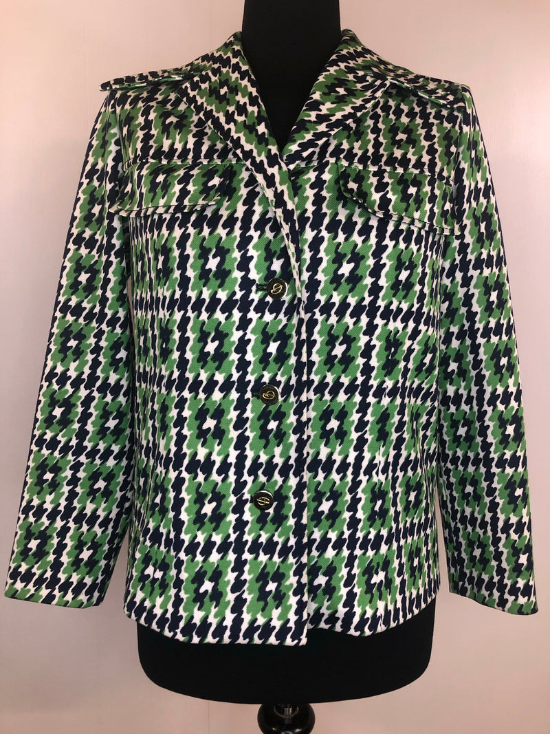 womens  white  vintage  top  print blouse  multi  green  Blue  blouse  beagle collar  70s  1970s  12
