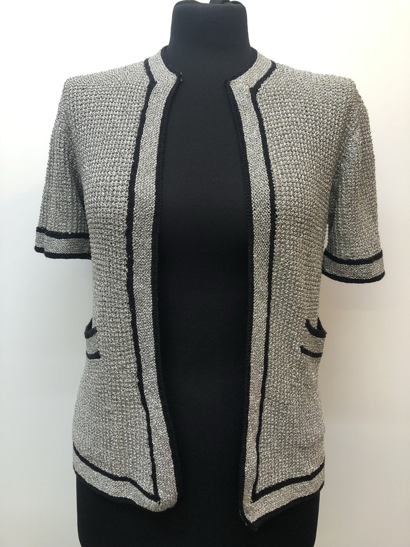 womens  vintage  vest  Urban Village Vintage  silver  open cardigan  metallic  jacket  cardigan  cardi  70s  1970s  10