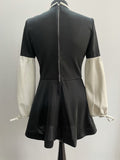 womens  white  vintage  Urban Village Vintage  urban village  ska  scooter dress  scooter  monochrome  modette  mod dress  MOD  mini dress  micro mini  long sleeve  dress  black  bib front  8  60s  1960s